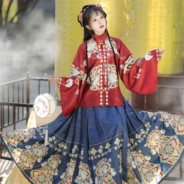 autumn winter piece dress bright hanfu vertical collar dark pattern printed horse face skirt ancient dress, White
autumn winter piece dress bright hanfu vertical collar dark pattern printed horse face skirt ancient dress, White