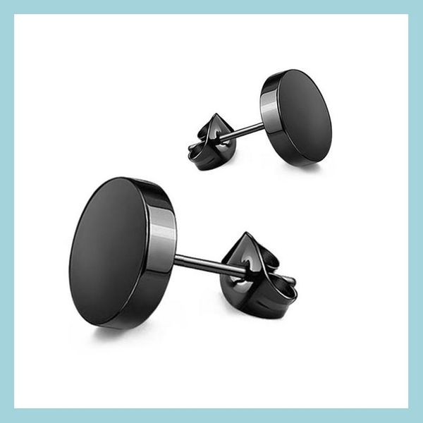 stud punk rock black stainless steel ear piercing studs korean male female round earrings for men wholesale drop delivery jewelry dh1iq, Golden;silver
stud punk rock black stainless steel ear piercing studs korean male female round earrings for men wholesale drop delivery jewelry dh1iq, Golden;silver