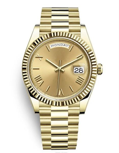 

With Box Papers high-quality Watch 40mm 18k Yellow Gold Movement Automatic Mens GD Bracelet Men's Watches 2813, Style 8
