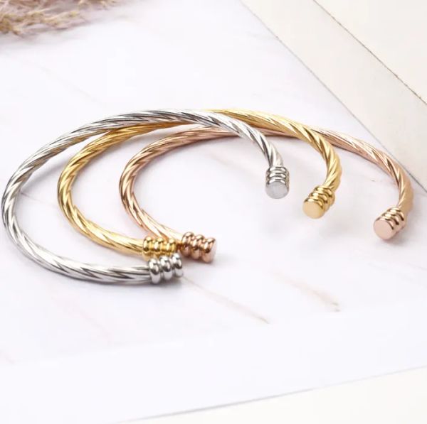2022 new fashion women's titanium steel gold bracelet jewelry electroplated 18k gold open twisted bracelets wholesale quality, Black
2022 new fashion women's titanium steel gold bracelet jewelry electroplated 18k gold open twisted bracelets wholesale quality, Black