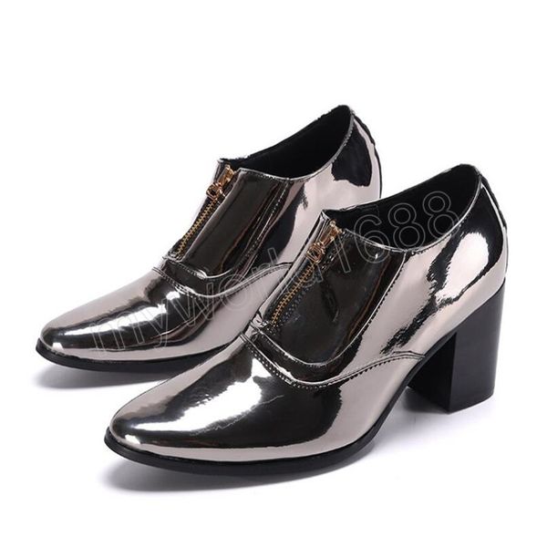 7cm mens high heels silver dress shoes zipper genuine leather oxford shoes homme thick heel nightclub party classic shoe, Black
7cm mens high heels silver dress shoes zipper genuine leather oxford shoes homme thick heel nightclub party classic shoe, Black