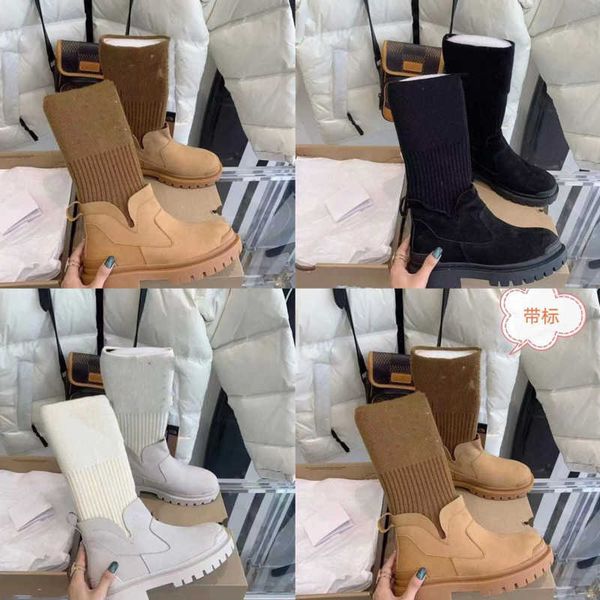 wholesale designer socks boots womens warm thick soled round head elastic knitting stitching middle boots, Black
wholesale designer socks boots womens warm thick soled round head elastic knitting stitching middle boots, Black