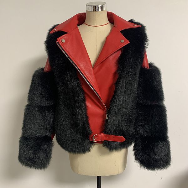 women coat thanksgiving gift winter lapel imitation fox faux fox fur splicing pu jacket outdoor leisure fashion street multicolor leather co, Black
women coat thanksgiving gift winter lapel imitation fox faux fox fur splicing pu jacket outdoor leisure fashion street multicolor leather co, Black