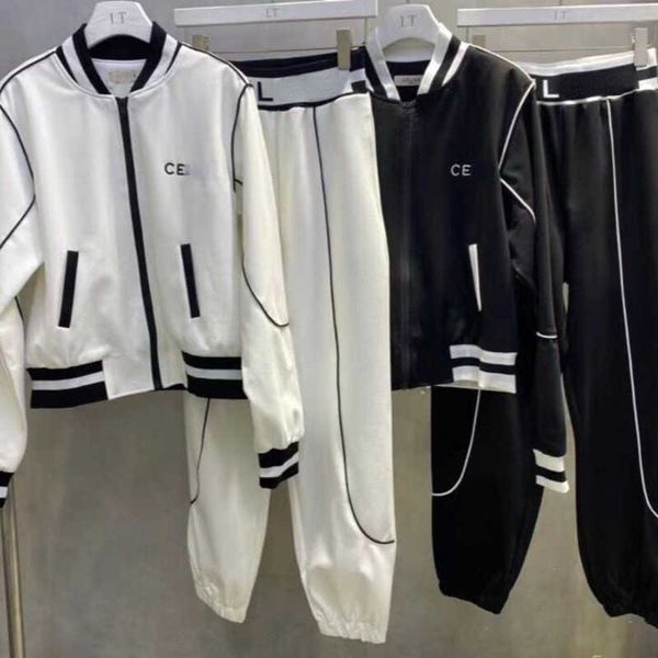 22ss womens tracksuit ce designer hoodie sweatpants two-piece women hooded sweater embroidery hoody pants suit, Gray