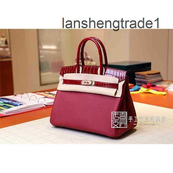 women's designer 2022 handbags herme bag togo spell crocodile skin garnet touch 30cm gold buckle handbag zh6y