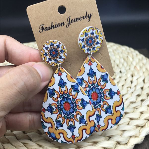 s3303 bohemian fashion jewelry dangle earrings ceramic tile painting patern wood earrings, Silver
s3303 bohemian fashion jewelry dangle earrings ceramic tile painting patern wood earrings, Silver