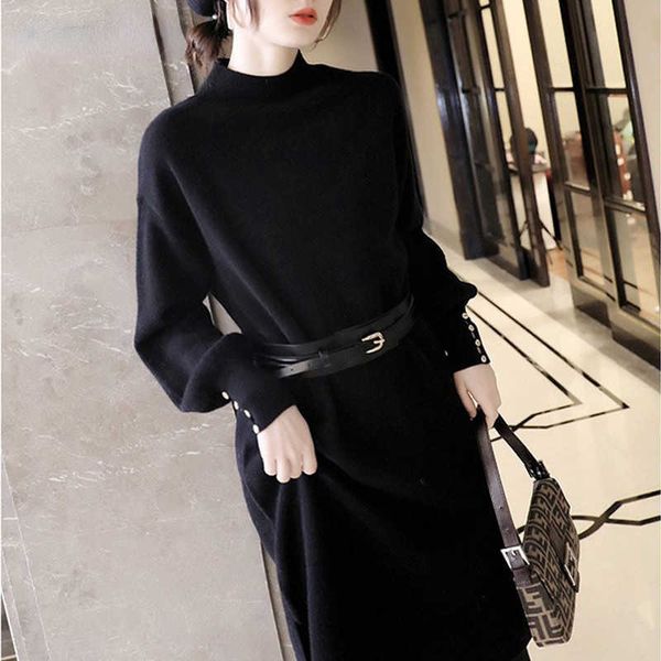 vigojany winter women black sweater with golf dress 2022 long sleeve belt midi dress ladies ribbed warm cashmere knitted dress, Black;gray
vigojany winter women black sweater with golf dress 2022 long sleeve belt midi dress ladies ribbed warm cashmere knitted dress, Black;gray