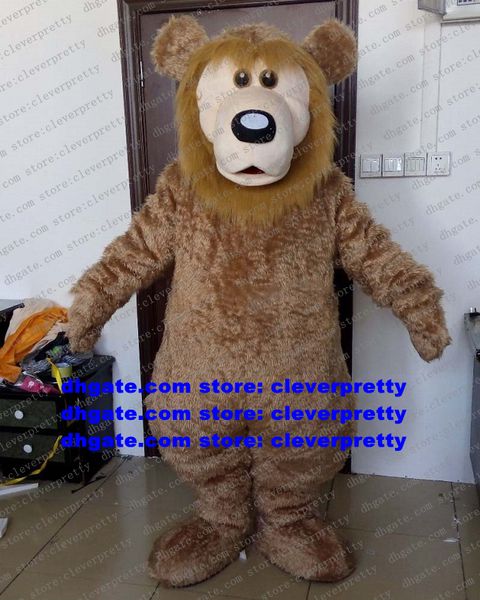 

long fur brown bear mascot costume grizzly bear ursus arctos cartoon character business advocacy keep as souvenir zx1861, Red;yellow