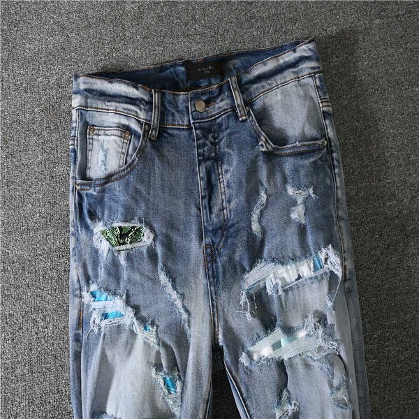 men's jeans amri ripped pants fashion hip hop new high street color patch hole rainbow destroys brand slim fit denim elastic ns97 miri, Blue
men's jeans amri ripped pants fashion hip hop new high street color patch hole rainbow destroys brand slim fit denim elastic ns97 miri, Blue