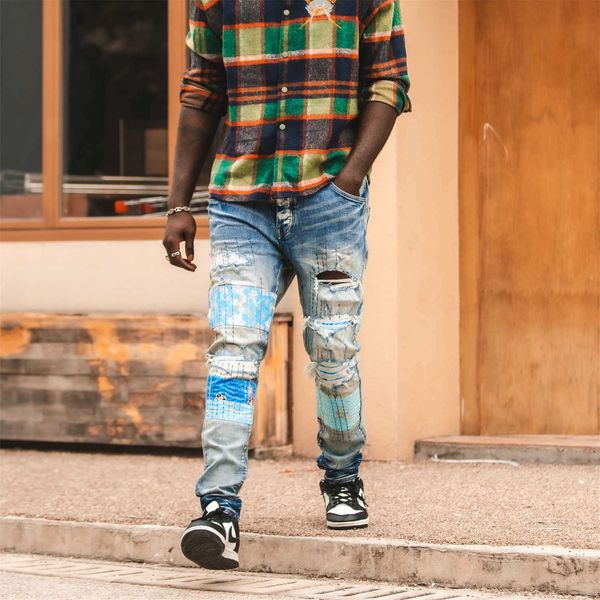 men's jeans amri ripped pants fashion hip hop thin patch embroidery elastic waist hole loose large men slim fit denim z8kz miri blue bl
men's jeans amri ripped pants fashion hip hop thin patch embroidery elastic waist hole loose large men slim fit denim z8kz miri blue bl