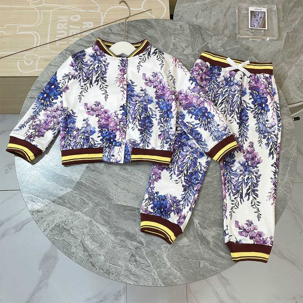 high end children's clothing autumn wisteria pattern design clothing girls autumn long sleeve jacket pants twopiece set g220810, White
high end children's clothing autumn wisteria pattern design clothing girls autumn long sleeve jacket pants twopiece set g220810, White