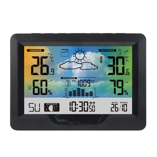 weather station with wireless sensor digital alarm clock thermometer hygrometer barometer moon phase snooze function
weather station with wireless sensor digital alarm clock thermometer hygrometer barometer moon phase snooze function