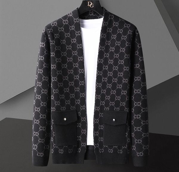 men's sweaters new fall winter korean printed knit cardigan brand luxury wool sweater men coat mens cardigans with pocket, White;black
men's sweaters new fall winter korean printed knit cardigan brand luxury wool sweater men coat mens cardigans with pocket, White;black
