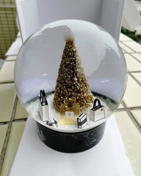 2022 edition cclassics snow globe with golden christmas tree inside crystal ball for special birthday novelty vip gift