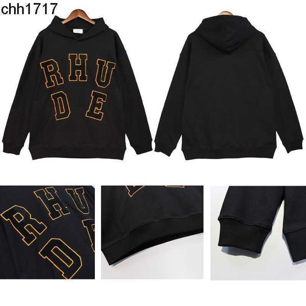 high edition american fashion brand street rhudes hip hop letter towel embroidered high street hooded sweater men's and women's ho, Black
high edition american fashion brand street rhudes hip hop letter towel embroidered high street hooded sweater men's and women's ho, Black