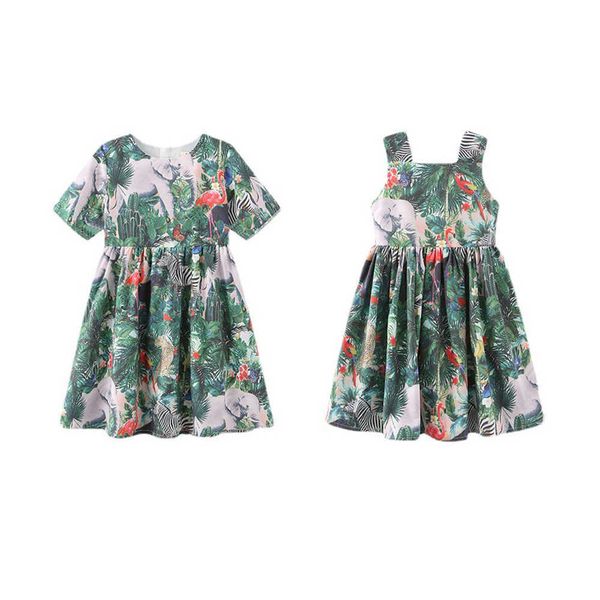 children's clothing summer girls' elephant forest printed suspender dress european and american casual children's clothing g2, Red;yellow
children's clothing summer girls' elephant forest printed suspender dress european and american casual children's clothing g2, Red;yellow