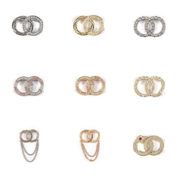 Crystal Pearl Double Letter Brooches Silver Gold Plated Women Men Luxury Designer Brand Diamond Charm Tassels Pins Marry Christmas Party Gift Jewelry Accessories