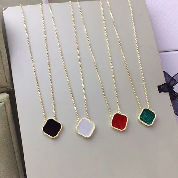 luxury designer necklace girls valentines day pendant 4 leaf grass white black red green multicolor 18k gold, Silver 
luxury designer necklace girls valentines day pendant 4 leaf grass white black red green multicolor 18k gold, Silver