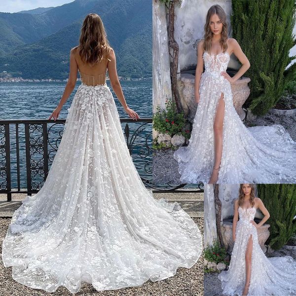 high side split boho wedding dress a-line sweetheart appliques lace 3d flowers bohemia bridal dress, White
high side split boho wedding dress a-line sweetheart appliques lace 3d flowers bohemia bridal dress, White