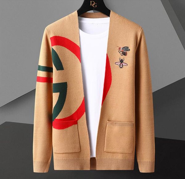 men's sweaters v neck jumper new fall winter luxury bee embroidery cashmere cardigan soft warm korean mens jacket, White;black
men's sweaters v neck jumper new fall winter luxury bee embroidery cashmere cardigan soft warm korean mens jacket, White;black