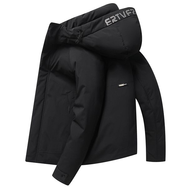 men's down puffer jacket hooded heavy windproof jacket winter coat, Black 
men's down puffer jacket hooded heavy windproof jacket winter coat, Black