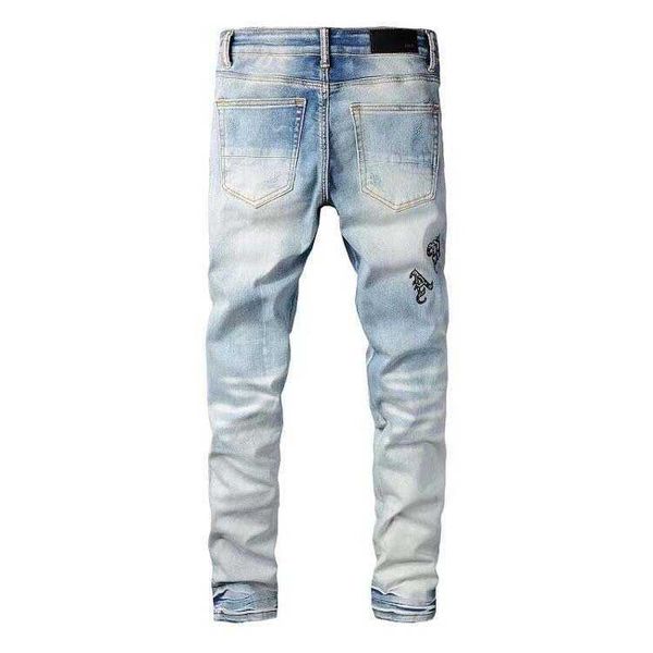 men's jeans amri ripped pants fashion hip hop version high street youth hole patch micro elastic letter embroidered men slim fit denim, Blue
men's jeans amri ripped pants fashion hip hop version high street youth hole patch micro elastic letter embroidered men slim fit denim, Blue