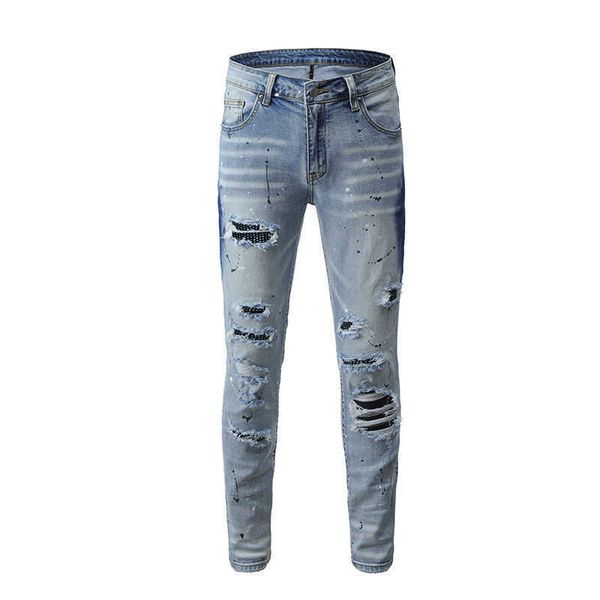 men's jeans amri ripped pants fashion hip hop single light blue patch drill slim fit elastic tight denim street style vkdm miri black c
men's jeans amri ripped pants fashion hip hop single light blue patch drill slim fit elastic tight denim street style vkdm miri black c
