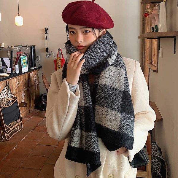 contrast check korean designer scarf for women in autumn and winter warm thick versatile soft men, Blue;gray
contrast check korean designer scarf for women in autumn and winter warm thick versatile soft men, Blue;gray