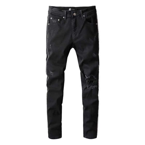 men's jeans amri ripped pants fashion hip hop clothing trendy black high street slim fit micro elastic trousers denim 3yug miri patch b, Blue
men's jeans amri ripped pants fashion hip hop clothing trendy black high street slim fit micro elastic trousers denim 3yug miri patch b, Blue