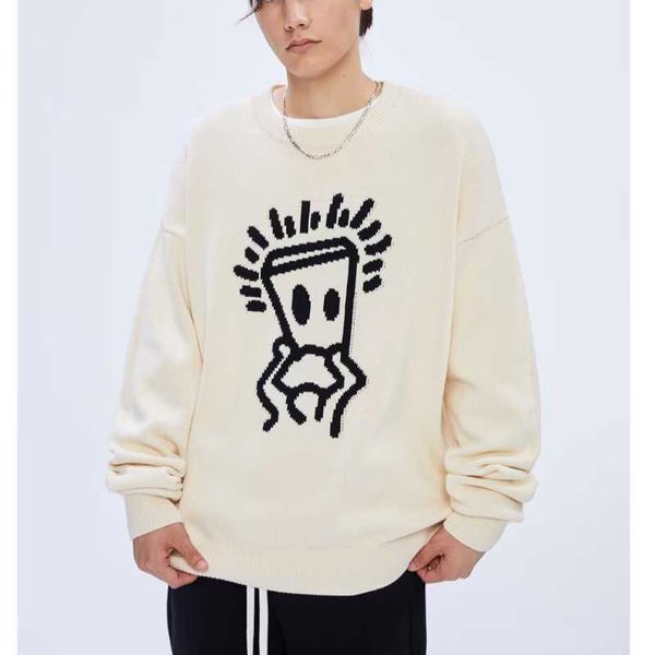sweater men's ins spring and autumn relaxed lazy style knitwear coat teenager crew neck pullover long sleeve sweater, White;black
sweater men's ins spring and autumn relaxed lazy style knitwear coat teenager crew neck pullover long sleeve sweater, White;black