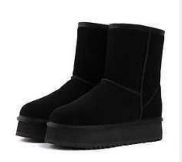 women's platform half boots winter fashion girl genuine suede leather thick bottom warm boots chestnut, Black
women's platform half boots winter fashion girl genuine suede leather thick bottom warm boots chestnut, Black