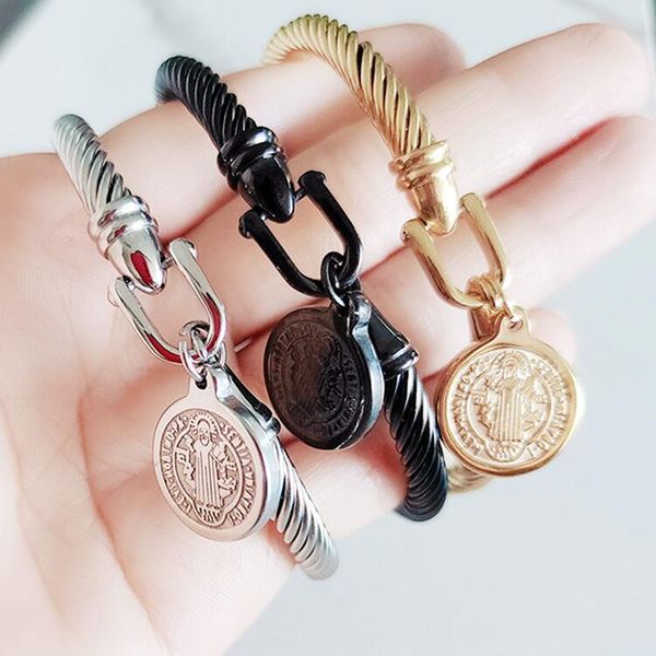 stainless steel bangle cable wire twisted bracelets u shape clasp coin charm gold plated jewelry non tarnish waterproof accessories women, Black
stainless steel bangle cable wire twisted bracelets u shape clasp coin charm gold plated jewelry non tarnish waterproof accessories women, Black