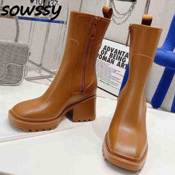 boots for autumn square toe rain women chunky heel thick sole mid-calf side zipper chelsea rubber shoes lady y2211, Black
boots for autumn square toe rain women chunky heel thick sole mid-calf side zipper chelsea rubber shoes lady y2211, Black