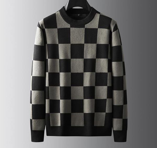 7xl designer men's sweaters new fall winter england style plaid long sleeve loose male pullovers casual christmas sweaters, White;black
7xl designer men's sweaters new fall winter england style plaid long sleeve loose male pullovers casual christmas sweaters, White;black