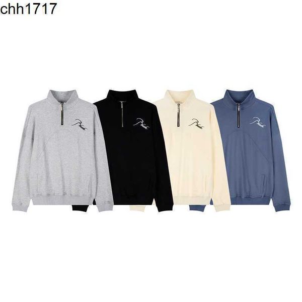 2022 new rhudes autumn winter american style high street stand collar half zip embroidery stitched polo sweater, Black
2022 new rhudes autumn winter american style high street stand collar half zip embroidery stitched polo sweater, Black
