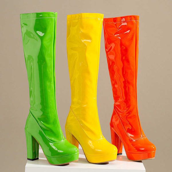 boots pu patent leather orange yellow green pumps plus size 32-48 13 western platform block high heels knee high stretch bootsg221111, Black
boots pu patent leather orange yellow green pumps plus size 32-48 13 western platform block high heels knee high stretch bootsg221111, Black
