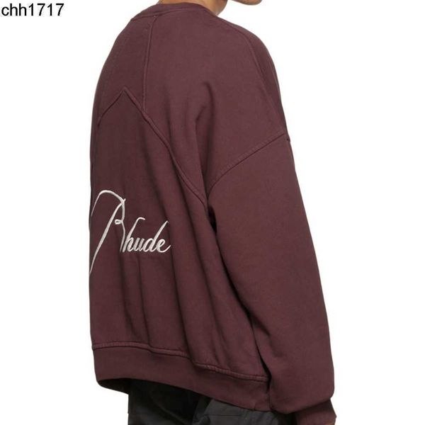 american rhudes slogan embroidery high street plush round neck pullover men's loose casual women's hoodie, Black
american rhudes slogan embroidery high street plush round neck pullover men's loose casual women's hoodie, Black