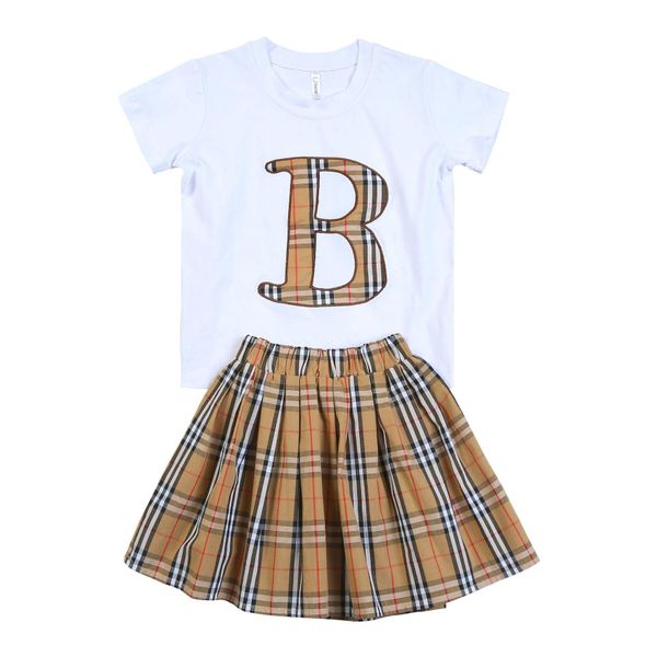 kids girls summer clothing sets short sleeve t-shirt plaid skirts children baby clothes set 2pcs 2-7y, White
kids girls summer clothing sets short sleeve t-shirt plaid skirts children baby clothes set 2pcs 2-7y, White