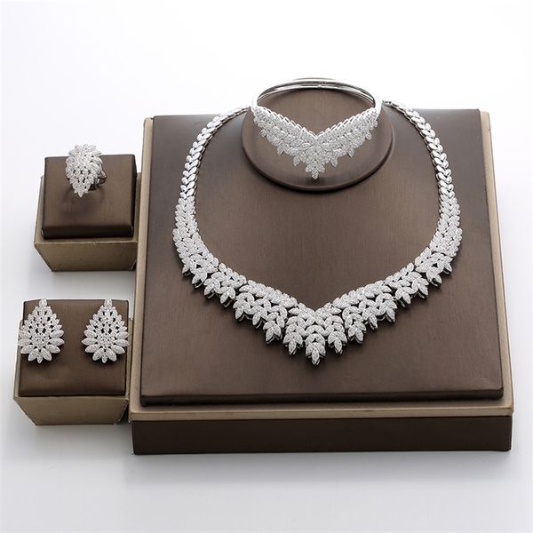 

wedding jewelry sets hadiyana trendy micro pave cubic zirconia dubai latest luxury bridal set for women tz8025 221109, Slivery;golden