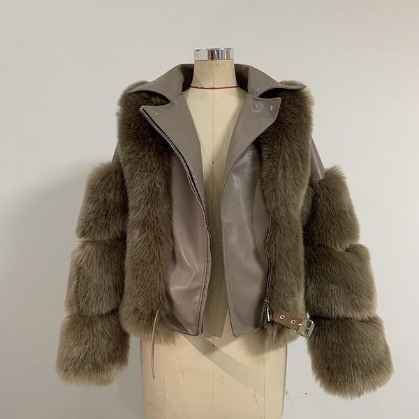 women coat thanksgiving gift winter lapel imitation fox faux fox fur splicing leathers jacket outdoor leisure fashion street multicolor leat, Black
women coat thanksgiving gift winter lapel imitation fox faux fox fur splicing leathers jacket outdoor leisure fashion street multicolor leat, Black