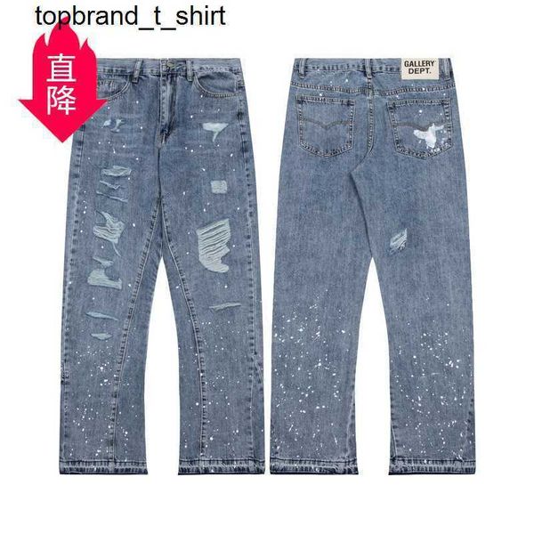 men's jeans designer galery dept fashion brand splashing men's women's water washing denim streetwear pants, Blue 
men's jeans designer galery dept fashion brand splashing men's women's water washing denim streetwear pants, Blue