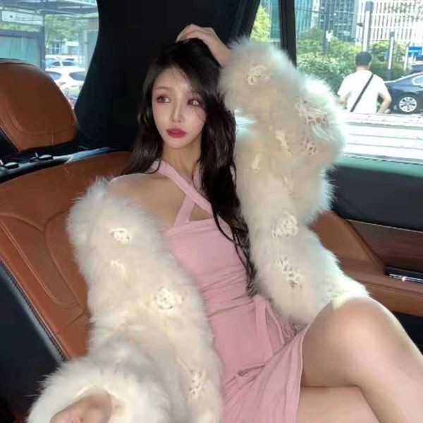 women's fur faux fur winter new net red hand embroidery rose woven fox fur coat, Black
women's fur faux fur winter new net red hand embroidery rose woven fox fur coat, Black