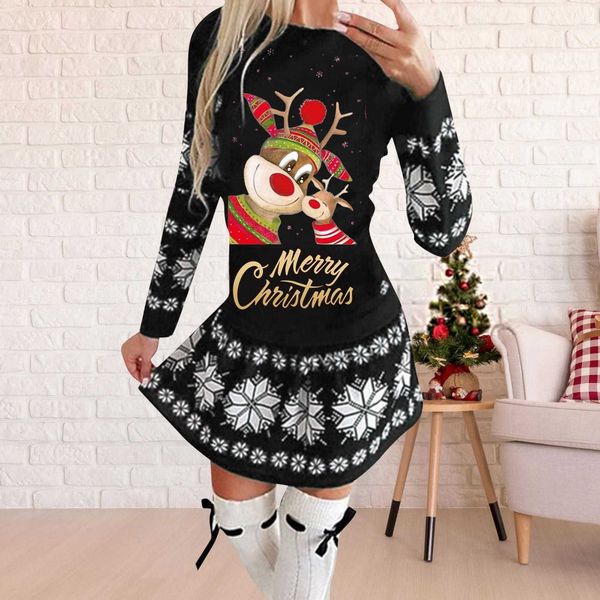 merry christmas women dress up classic cartoons deer print snowflakes mini party dresses christmas ladies sweet pleated dress, Black;gray
merry christmas women dress up classic cartoons deer print snowflakes mini party dresses christmas ladies sweet pleated dress, Black;gray