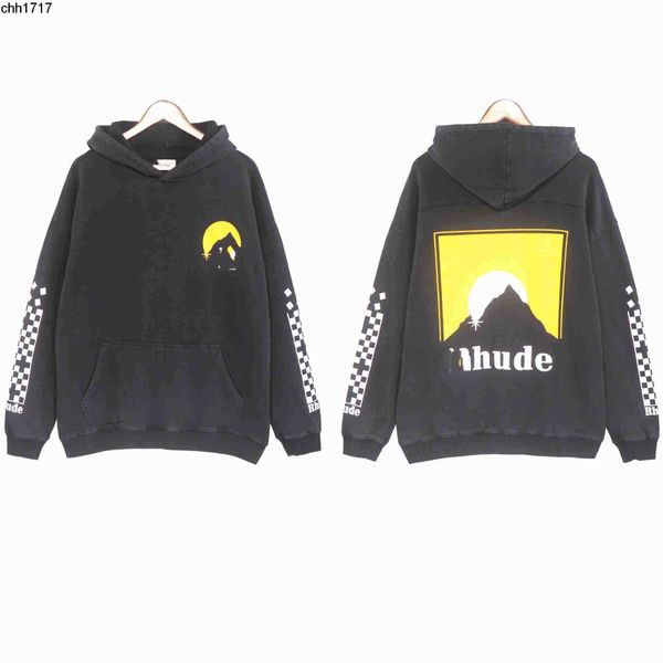 high version rhudes autumn and winter new sunset printing washing water used high street hoodie, Black
high version rhudes autumn and winter new sunset printing washing water used high street hoodie, Black