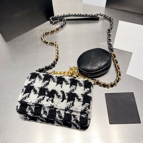 womens houndstooth tweed 19 woc crossbody bag quilted black white two-tone metal chain handle totes shoulder card wallets with round purse d
womens houndstooth tweed 19 woc crossbody bag quilted black white two-tone metal chain handle totes shoulder card wallets with round purse d
