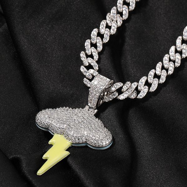 hip hop cloud lightning pendant necklace white gold plated with rope chain for men women, Silver
hip hop cloud lightning pendant necklace white gold plated with rope chain for men women, Silver