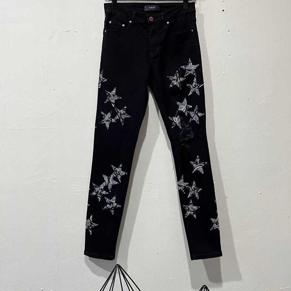 designer pants fashion amirri jean new brand waist five pointed star patch black wash water worn jeans men's loose casual, White;black
designer pants fashion amirri jean new brand waist five pointed star patch black wash water worn jeans men's loose casual, White;black