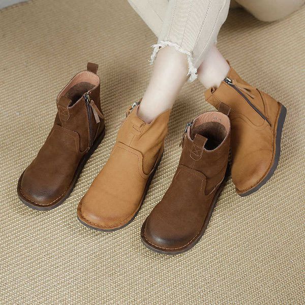 women's boots women shoes winter leather thin round head hand sewn comfortable versatile soft short, Black
women's boots women shoes winter leather thin round head hand sewn comfortable versatile soft short, Black