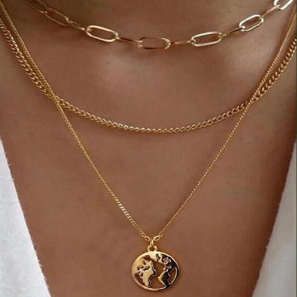 s3311 fashion jewelry multi layer necklace for women map pendant choker necklaces, Silver
s3311 fashion jewelry multi layer necklace for women map pendant choker necklaces, Silver