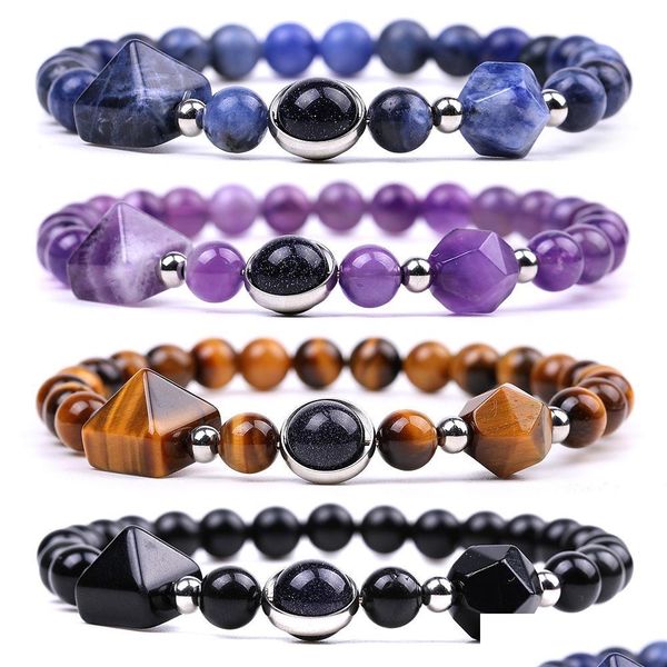 charm bracelets 8mm natural stone beaded strand bracelet rose quartz amethyst crystal pyramid charms chakra yoga jewelry for women m dhkl5, Golden;silver
charm bracelets 8mm natural stone beaded strand bracelet rose quartz amethyst crystal pyramid charms chakra yoga jewelry for women m dhkl5, Golden;silver